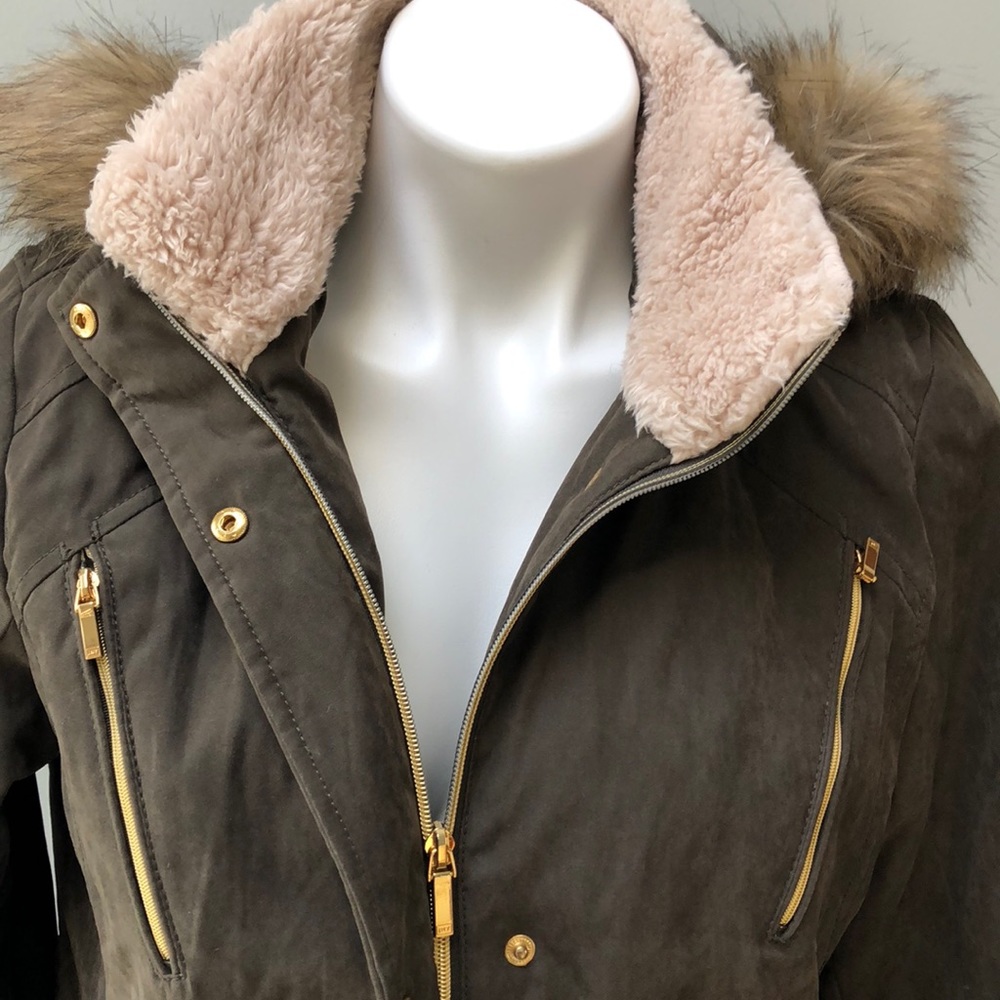 Jones New York Sport faux fur hood warm lined coat - Picture 2 of 8